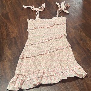Floral Pink women’s Dress with Ruffle Details